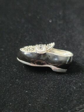 Judith Jack Sterling Silver Black Enamel Marcasite Shoe Pin